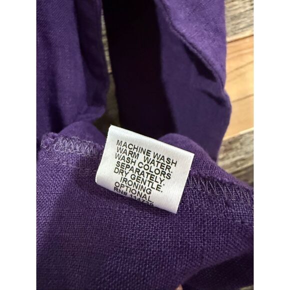 Flax NWOT purple linen top blouse tunic boho relaxed fit size Small - Picture 5 of 8